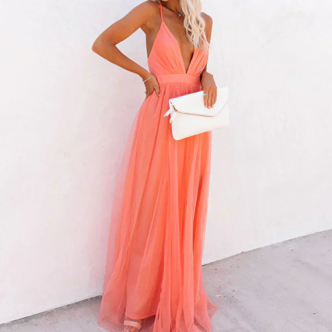 Ginevra | Vestido maxi luz coral
