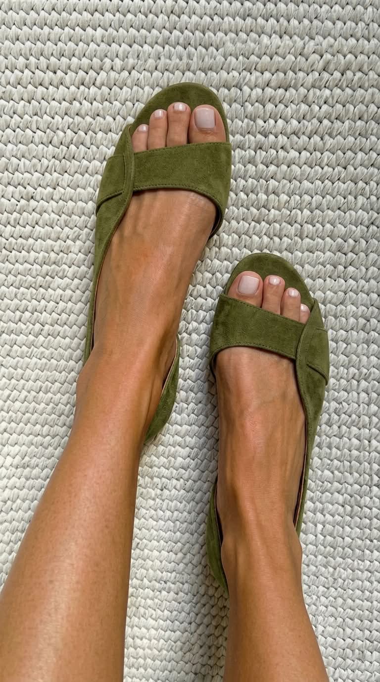 Sandalias slingback de gamuza casual de tacón bajo con punta abierta