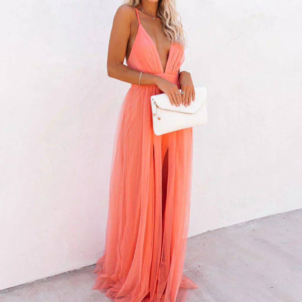 Ginevra | Vestido maxi luz coral