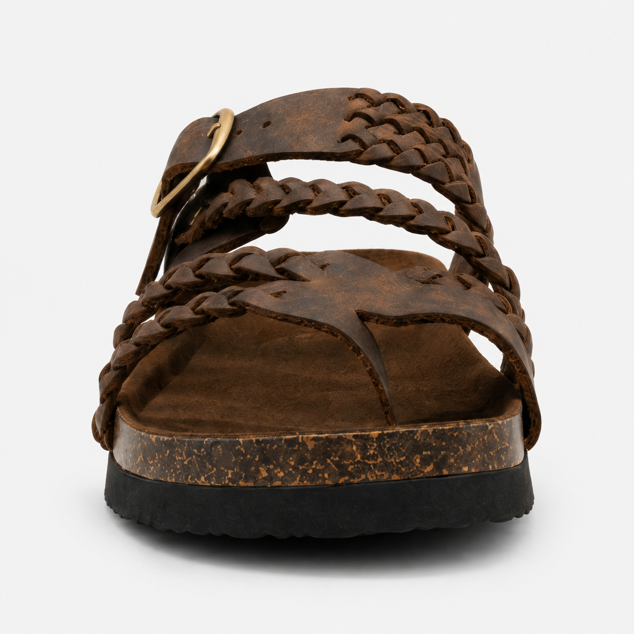 Sandalias de cuero trenzado para mujer