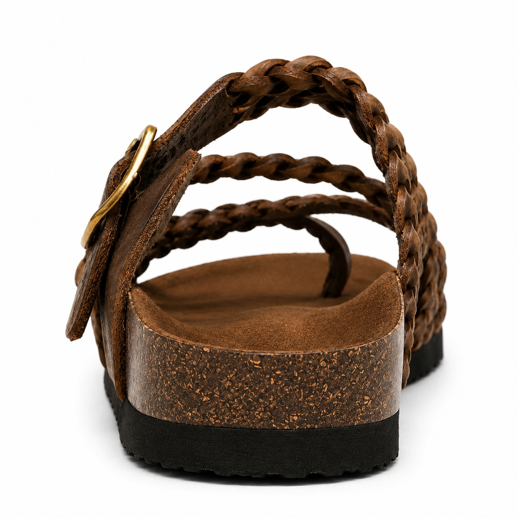 Sandalias de cuero trenzado para mujer