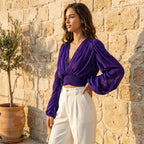 Daniela | Blusa drapeada de manga abombada