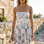 Lucía | Vestido midi floral con corsé