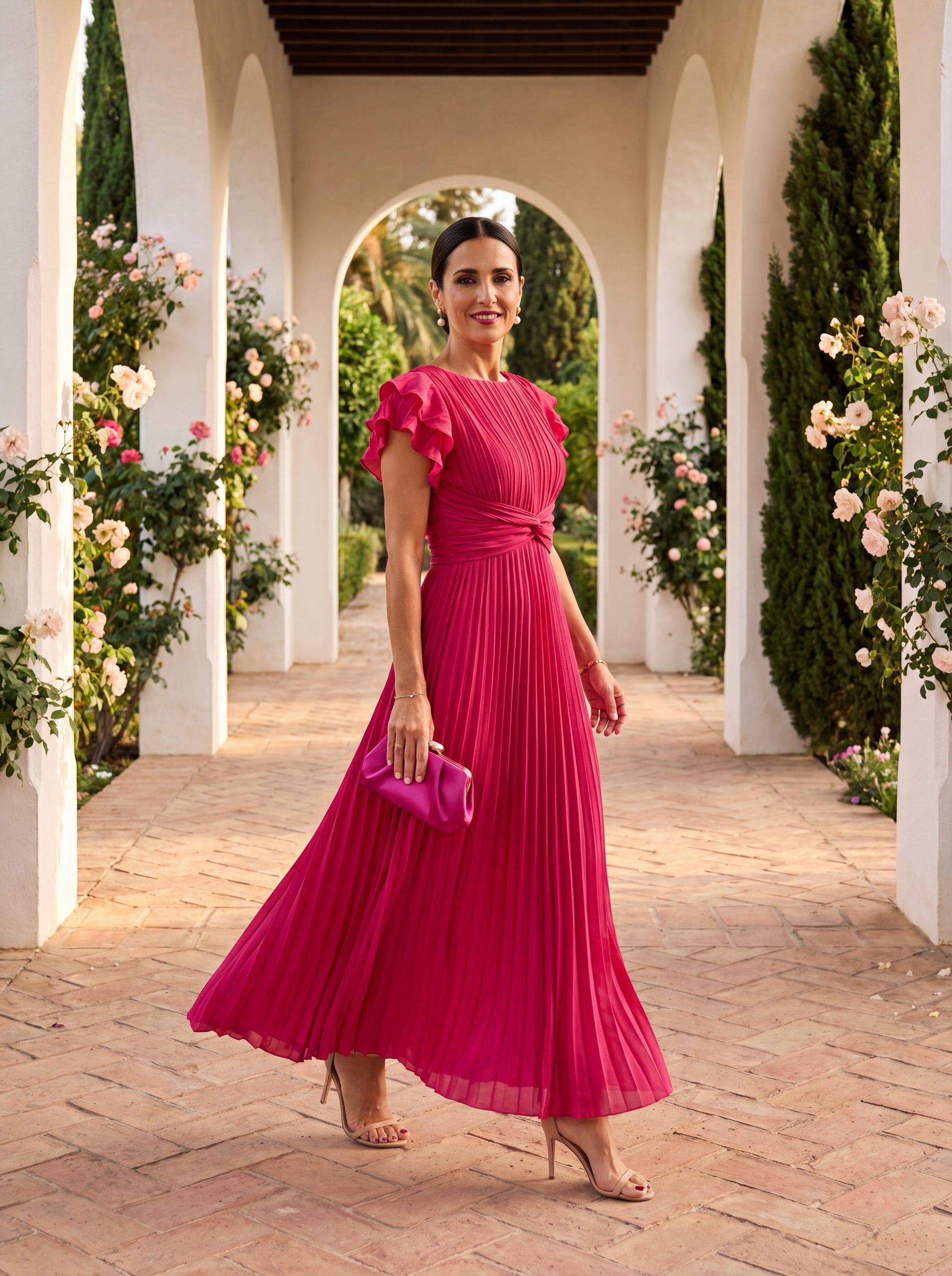 Seraphina | Elegante Vestido Maxi Plisado con Cintura Anudada