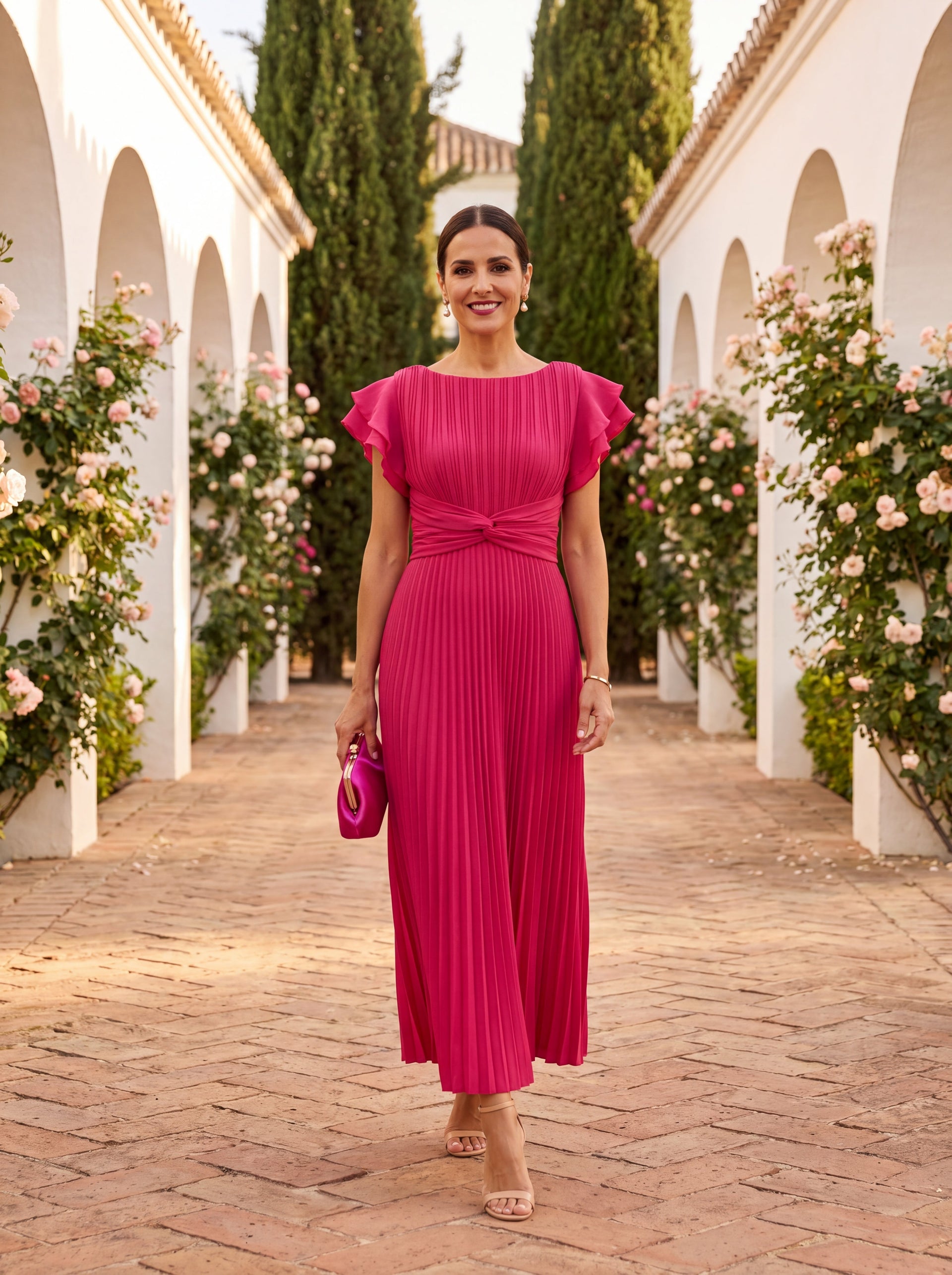 Seraphina | Elegante Vestido Maxi Plisado con Cintura Anudada
