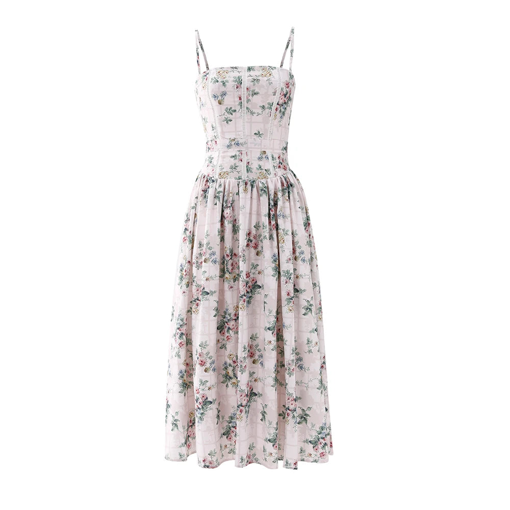 Vestido midi floral con corset