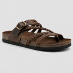 Sandalias de cuero trenzado para mujer